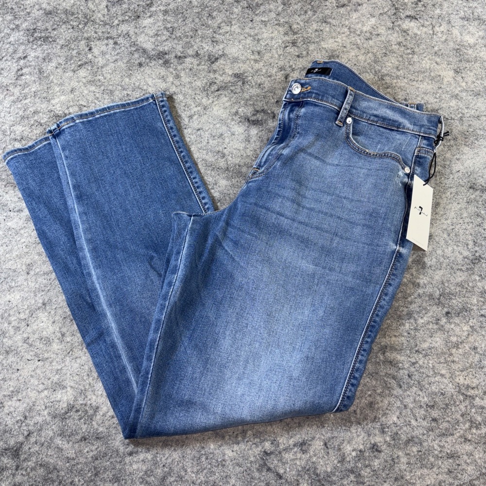 7 For All Mankind Jeans Women 34 Light Wash Blue Kimmie Straight Leg NWT